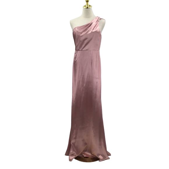 LULU'S SZ M Pink On the Guest List Mauve One-Shoulder Neck Maxi Dress NEW B97 - Picture 3 of 11